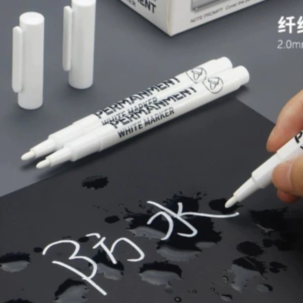 Kit 1/2/6/12 Caneta Marca Texto Marcadora Especial  Branca Com Cabeça Fina De 1mm De Secagem Rápida em Oferta na Shopee