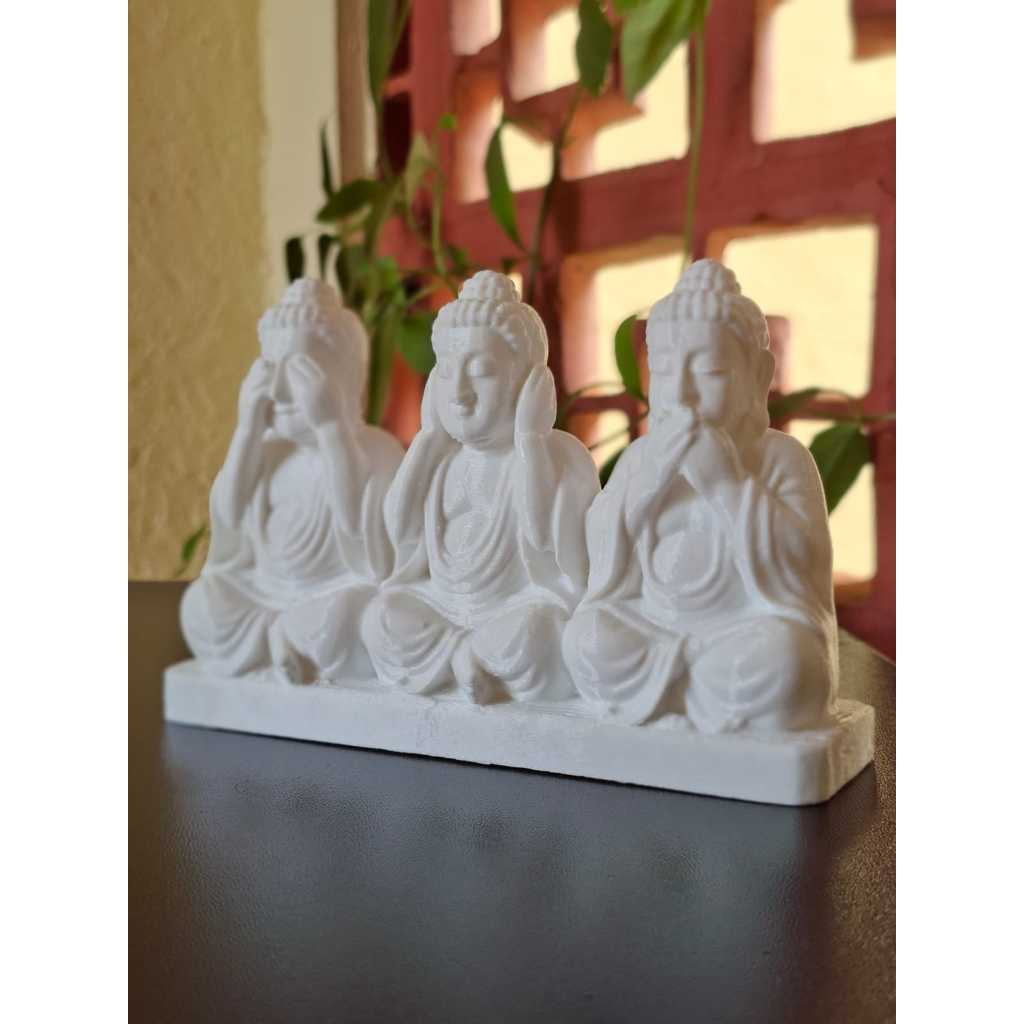 Buda Decoração Monges Trio De Budas Sabedoria Cego Surdo e Mudo 10 cm Jardim Zen monge