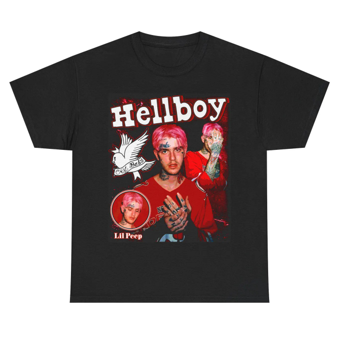 Camiseta Estilo Lil Peep Emo Trap Streetwear Moderna Hellboy