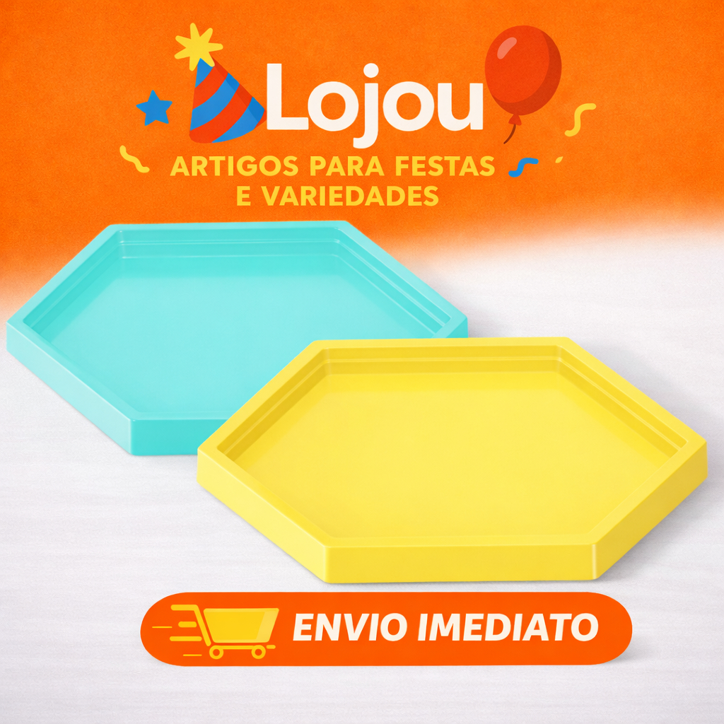 Kit 2 Bandejas Decorativa Sextavada 17x17 cm em Oferta na Shopee