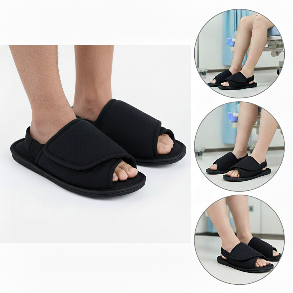 Pantufa Sandália Ortopédica Hospitalar Confortavel Leve Macia Unissex Antiderrapente Velcro