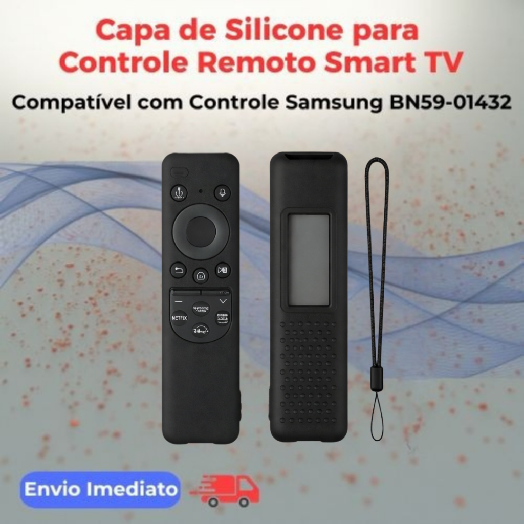 Capa Silicone Premium Preta para Controle Remoto Samsung Smart TV com Alça de Segurança