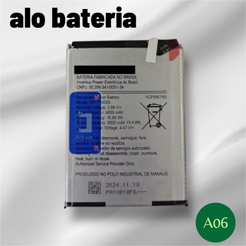 BAT COMPATIVAL A06 (ORG) NOVA COM GARANTIA 90 DIA