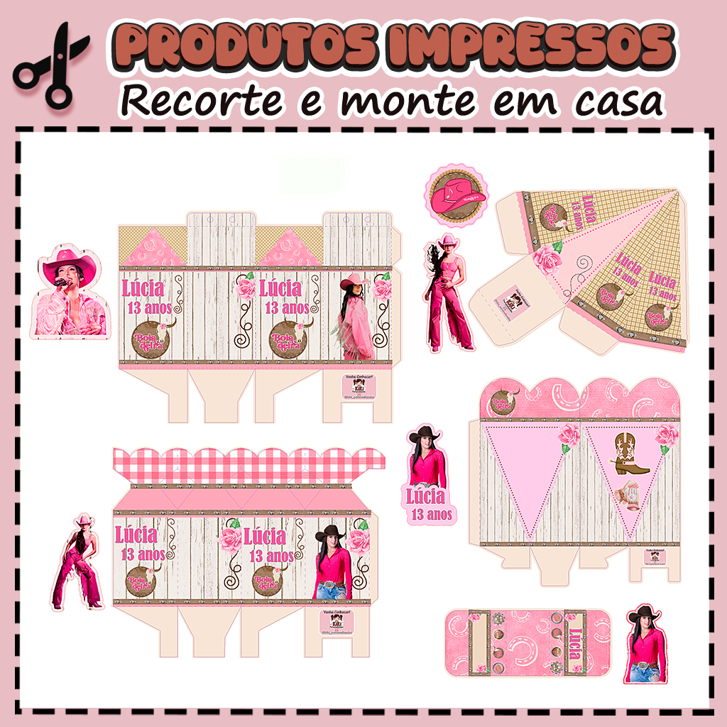 25 Caixinhas Personalizadas Kit festa infantil Tema Ana Castela  Country Boiadeira Cowgirl Aniversário Lembrancinhas