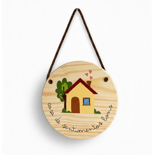 🏠 Plaquinha Decorativa em MDF - "Casa de Sentimentos Bons" MDF Porta Decorativo Decoração