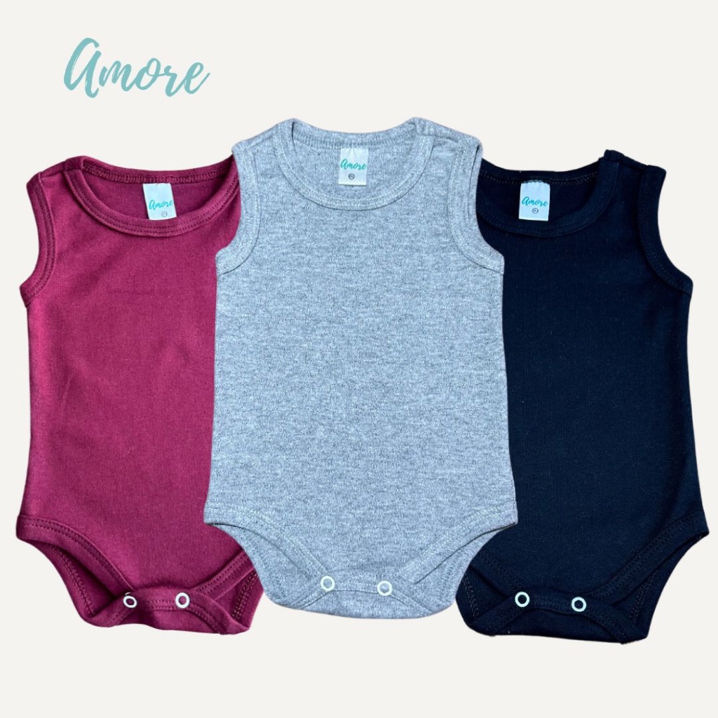 Roupa de Bebê Body Regata Amore Calor 100% Algodão