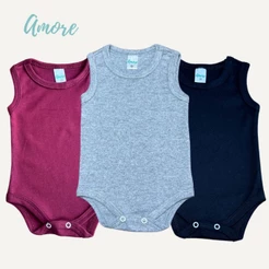 Roupa de Bebê Body Regata Amore Calor 100% Algodão