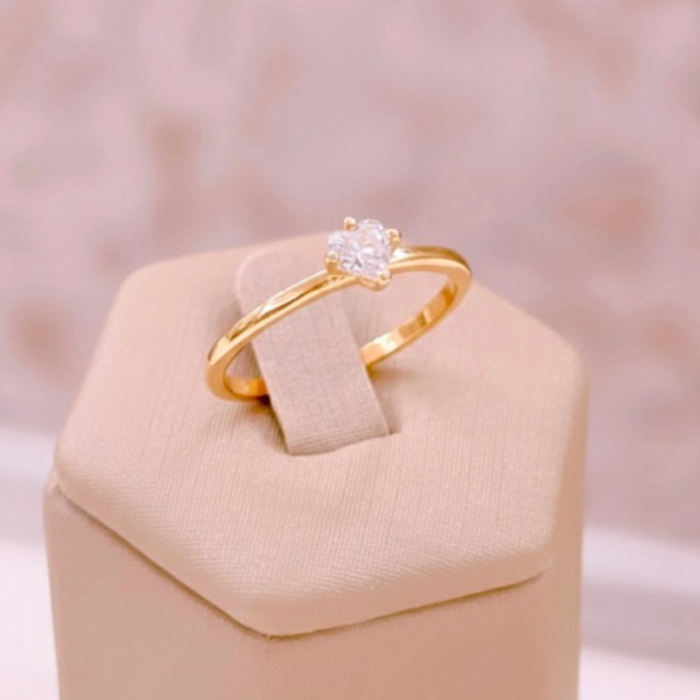 ANEL SOLITÁRIO CORAÇÃO BANHO OURO 18k em Oferta na Shopee