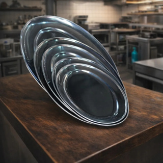 Kit Conjunto 5 Travessas Inox Oval Antideslizante em Oferta na Shopee