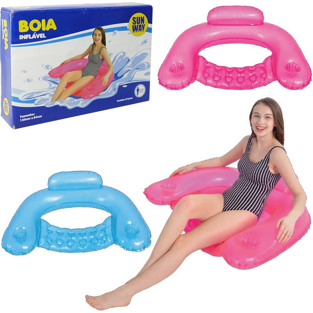 Boia Cadeira/Poltrona Inflável para Adulto Azul – Piscina e Lazer 1,28mX 84cm