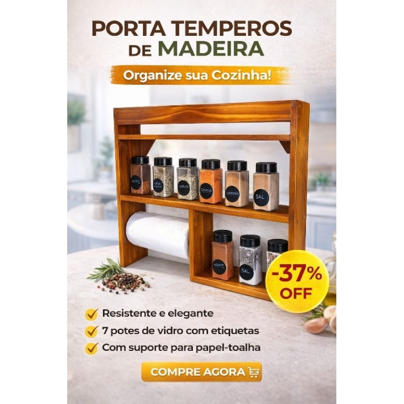 Porta tempero/porta papel toalhas 2em1