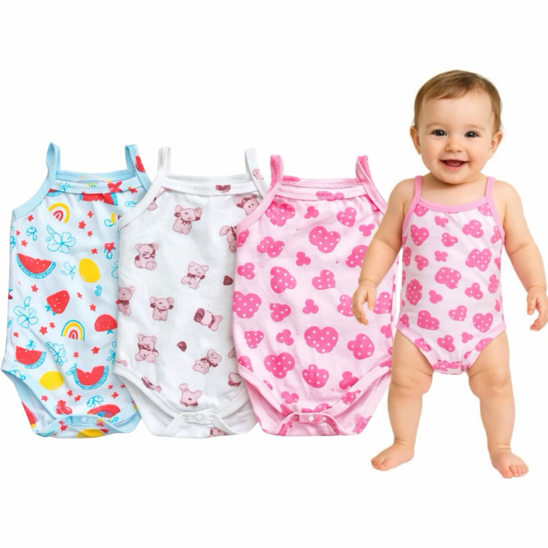 Kit 3 Body Bebe Menina Alcinha 100% Algodão Roupa de Bebê P M G 3 Peças de Bodies para Bebê em Oferta na Shopee