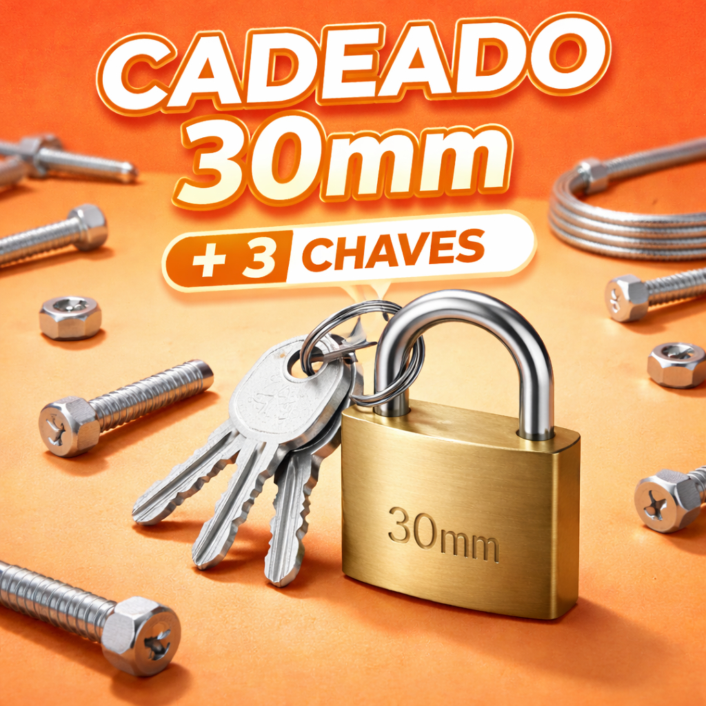 Cadeado 30mm Reforçado com 3 Chaves | Mini Cadeado