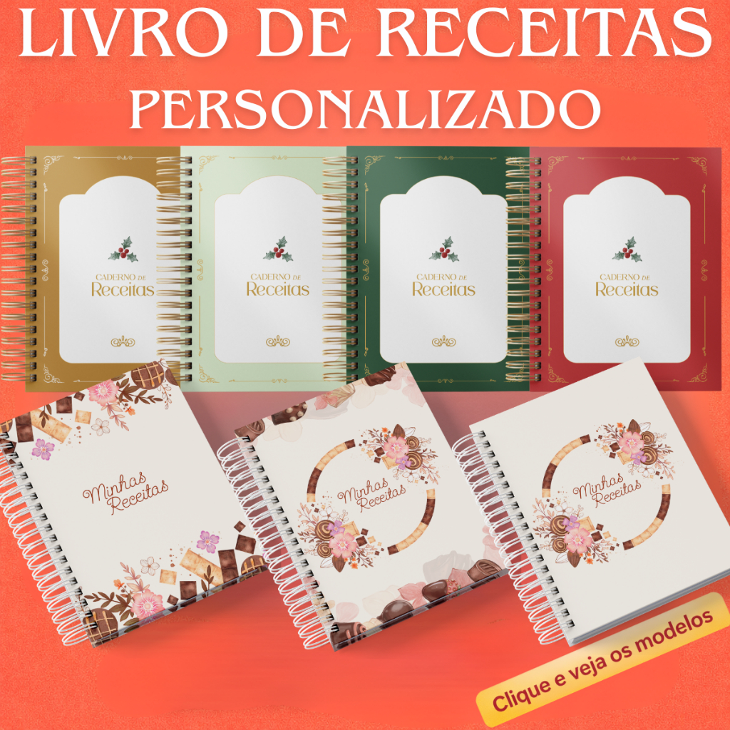 Caderno de Receitas Personalizado com Nome Capa Dura  Livro de Receitas dia das mães