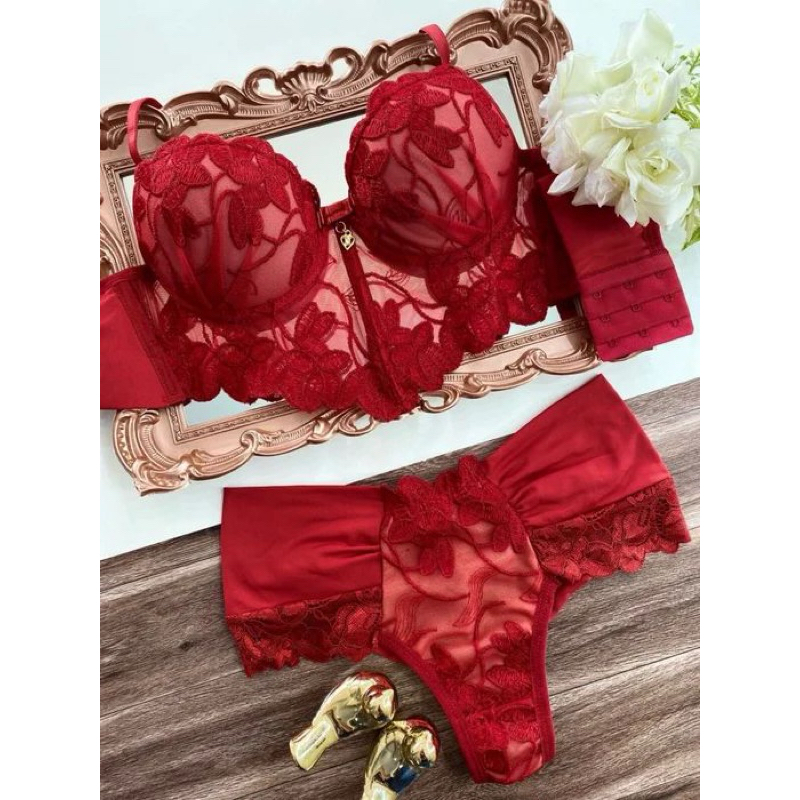 conjunto lingerie sexy luxo lingerie feminina de renda lingerie crooped super luxo lingerie linha noite (super luxo) em Oferta na Shopee