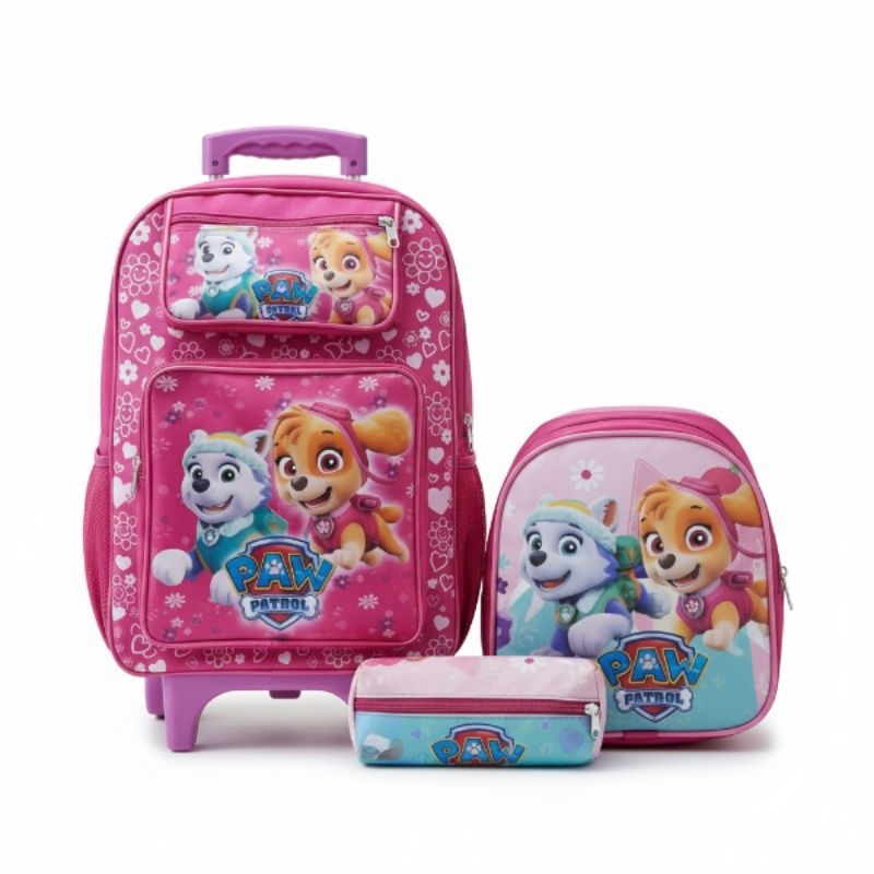 kit Escolar infantil Mochila com rodinhas, lancheira e estojo Patrulha Canina Skay