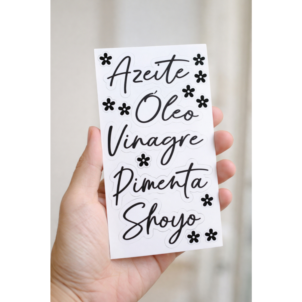 Etiquetas Adesivas Mantimentos Azeite Óleo Vinagre Transparentes Temperos em Oferta na Shopee