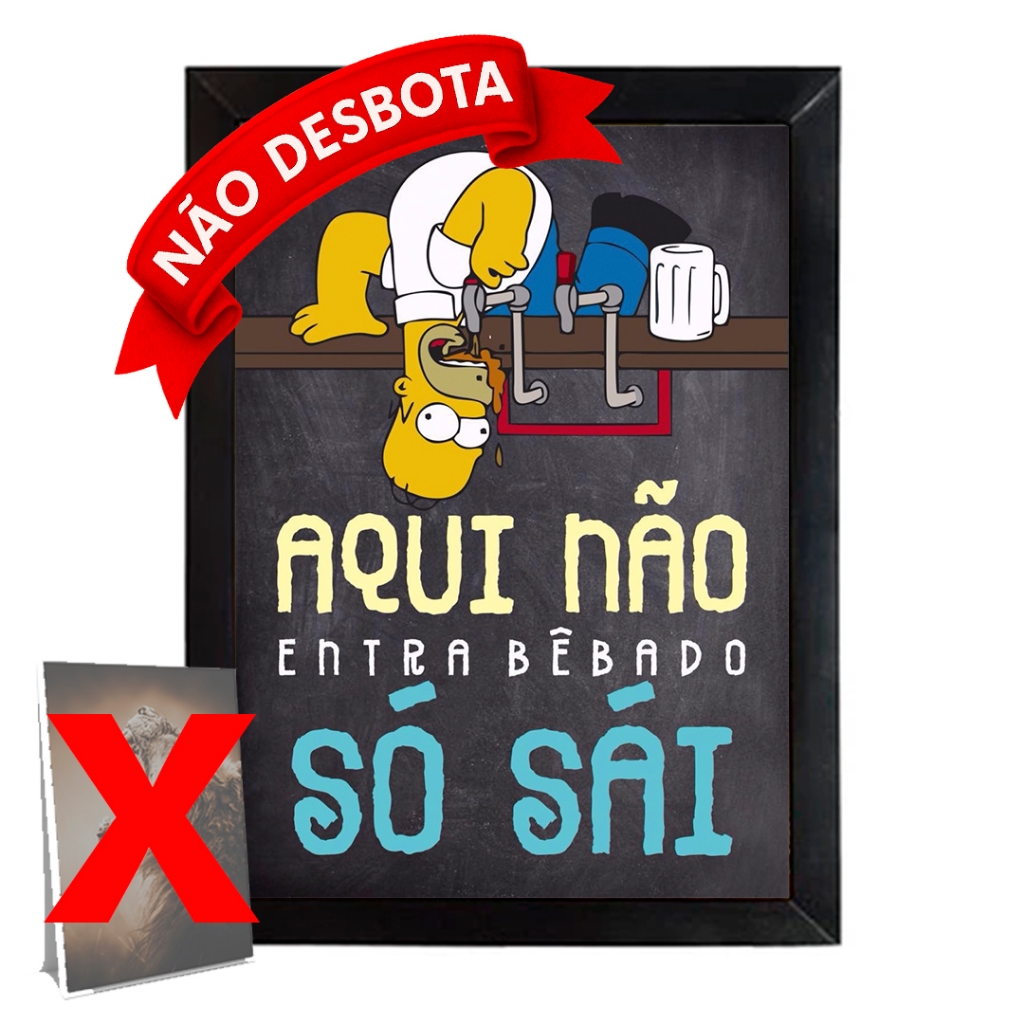 Quadro Homer Simpson Bebida Frase Divertida Decoração Bar Estilo Geek