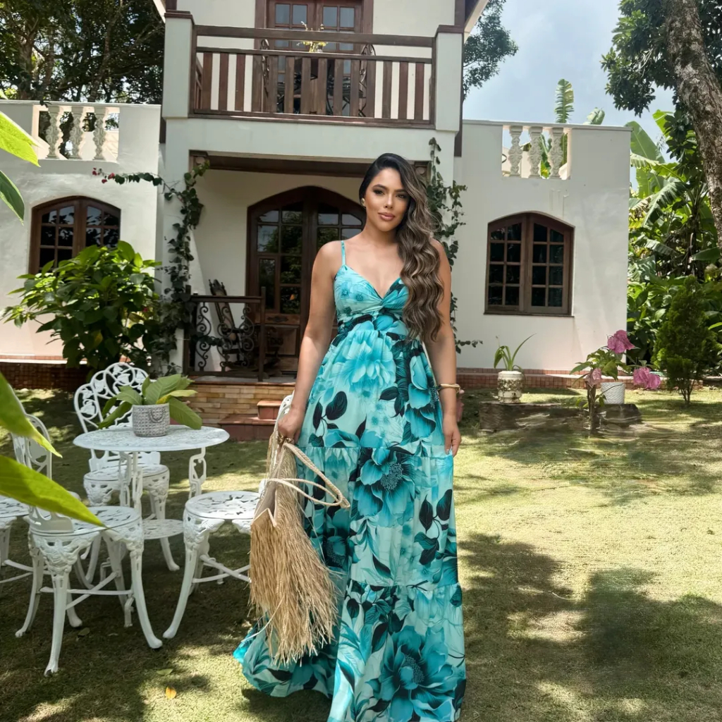 Vestido Longo Casual Soltinho Alcinha Verao Festa