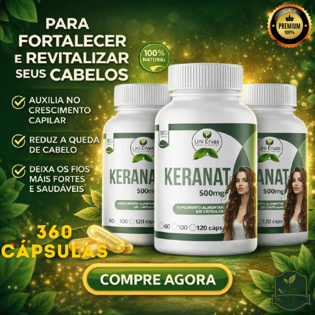 Keranat Suplemento Para Cabelos 100% Natural - 120 Cápsulas 500Mg em Oferta na Shopee