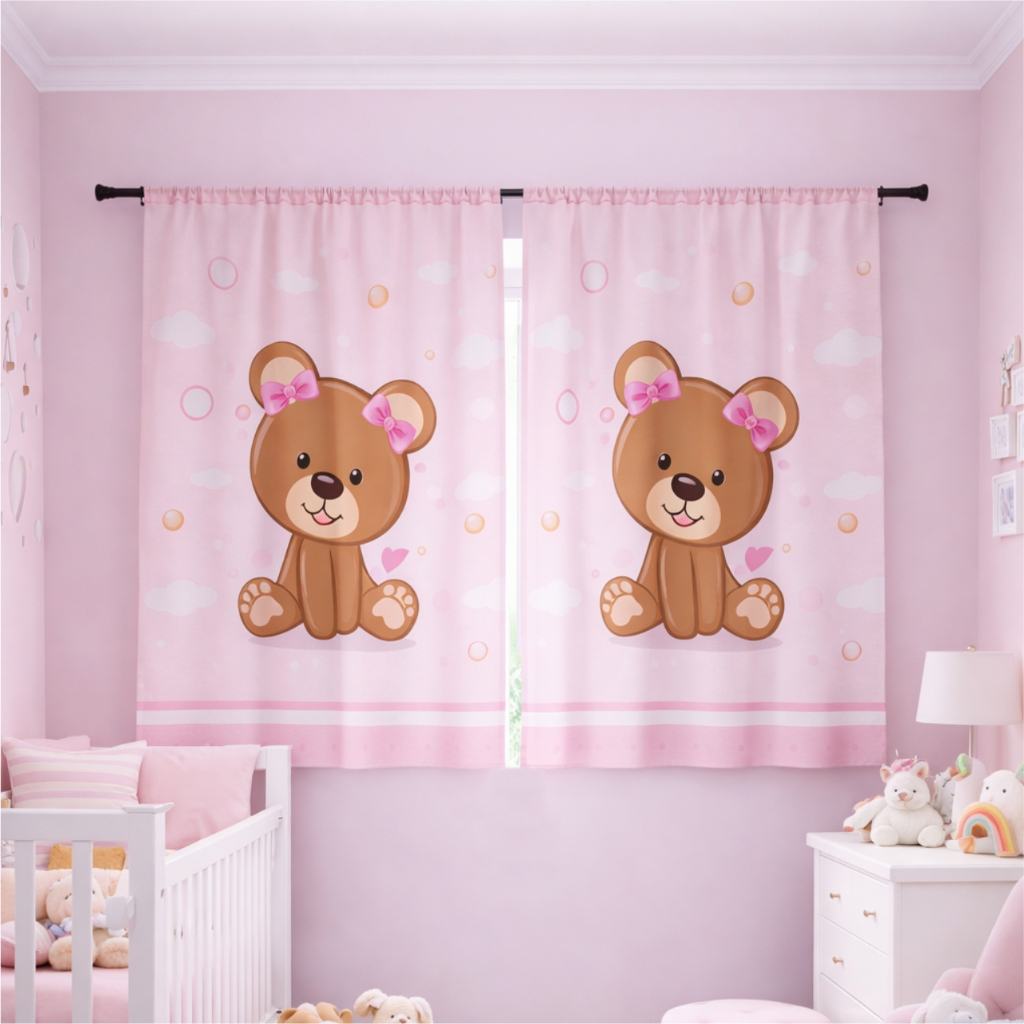 Detalhes do Cortina Infantil Estampada 2,10 x 1,40m Decorativa Quarto Bebê