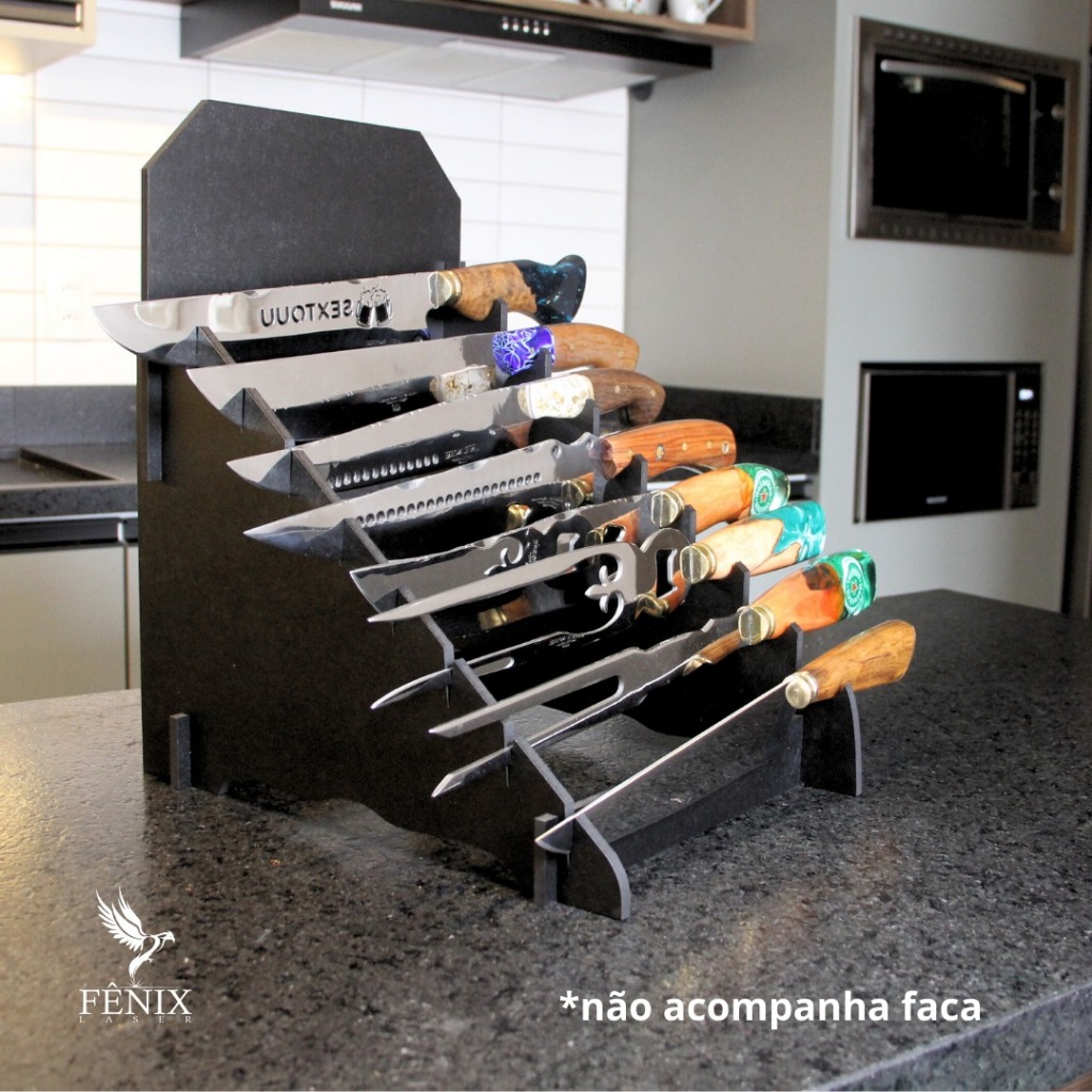 Expositor para Facas MDF 6mm | Suporte Display Cutelaria até 8 Itens