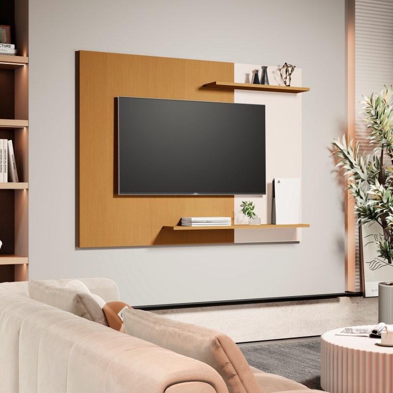 Painel Menfis Suspenso para TV Promoção até 50 Polegadas Com Prateleiras Para Sala ou Quarto Cores
