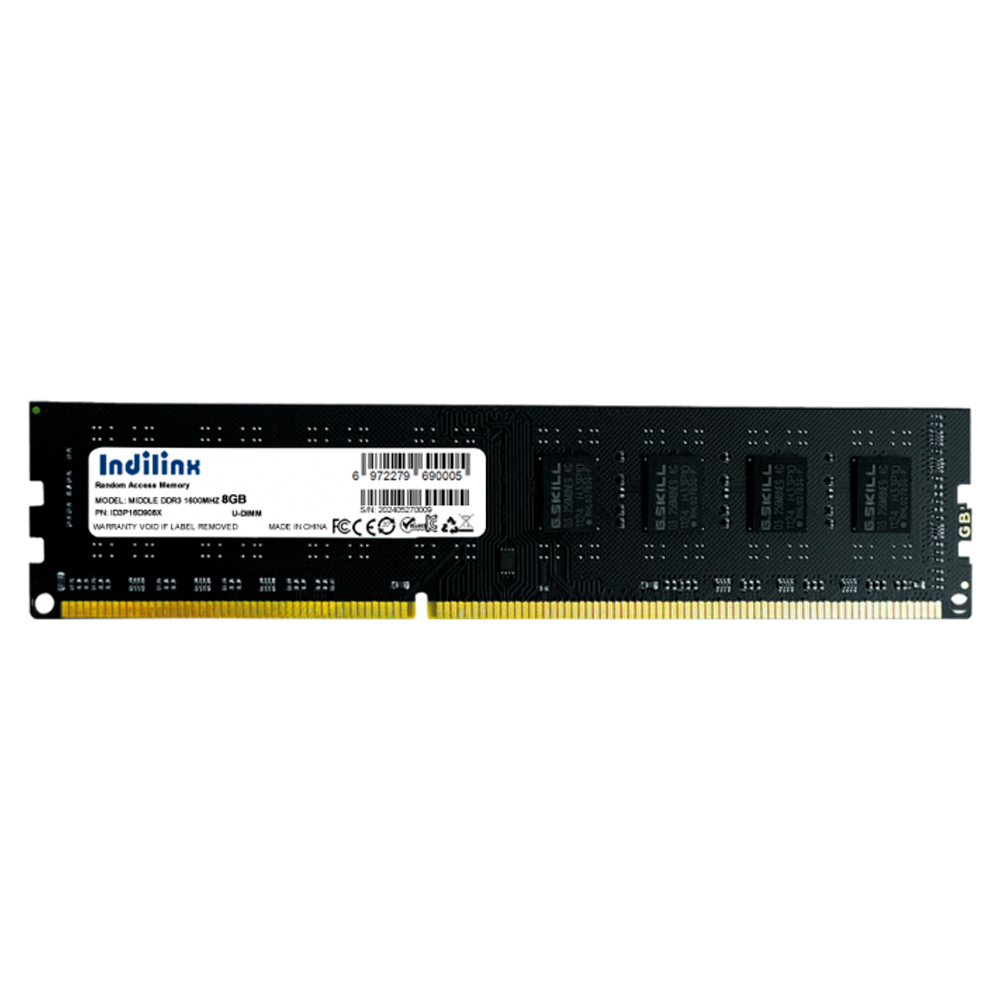 Memória RAM, DDR3, 8GB, 1600MHz, Desktop - INDILINX  - Preto