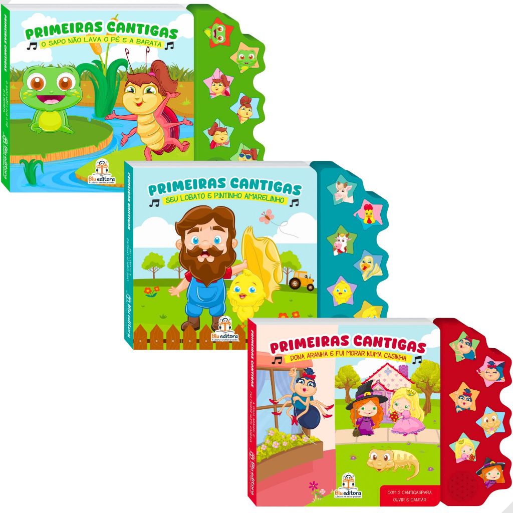 Livro Sonoro Infantil Primeiras Cantigas Seu Lobato A Barata Dona Aranha