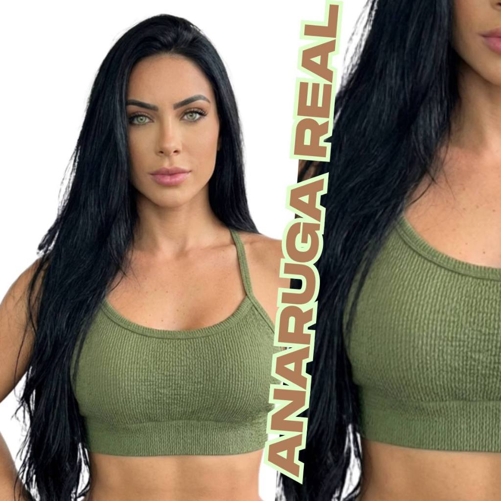 Top Fitness Feminino Anaruga Nadador Alça Média Academia Com Bojo Removível