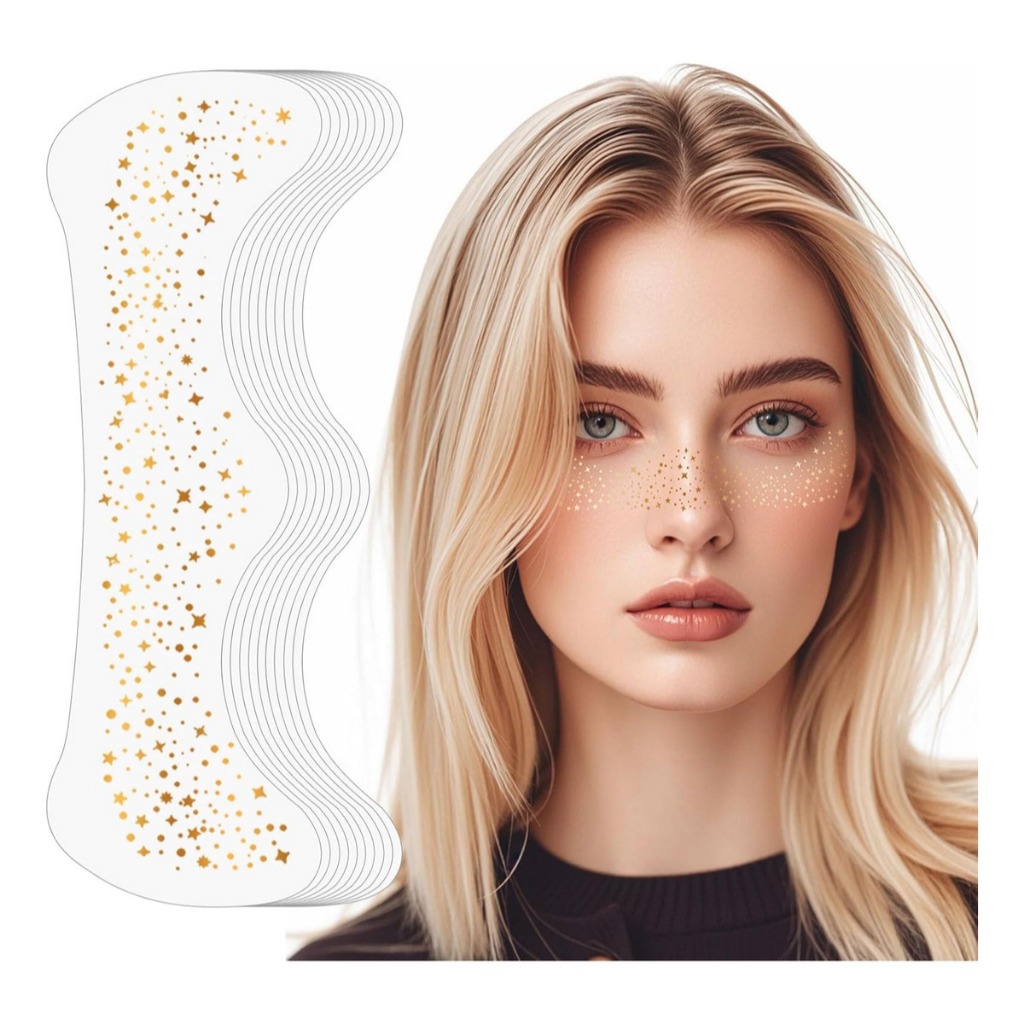 Adesivo Facial Sardas Glitter Tatuagem Temporária Carnaval 5uni
