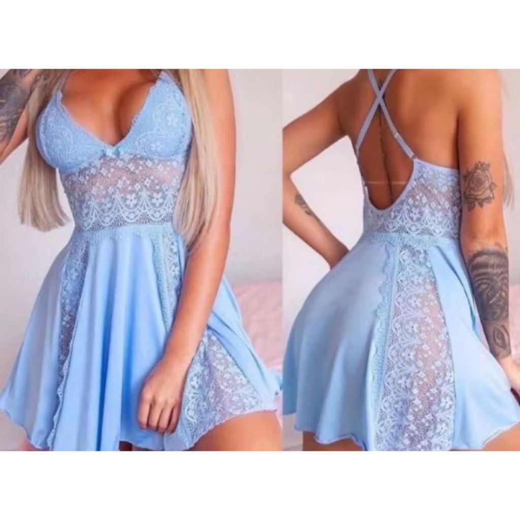 Camisola Sensual Premium | Microfibra e Renda Luxo