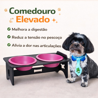 Comedouro Pet Elevado Duplo Gato E Cachorro 2 Tigelas de Plástico Pink com Suporte Antiderrapante em Oferta na Shopee