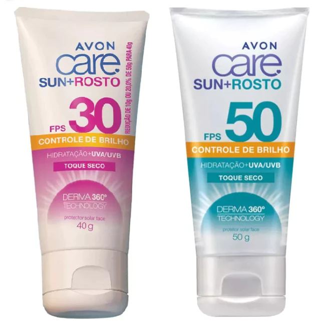 Avon Care Sun+ Protetor Solar Facial FPS 50 e FPS 30, 40g