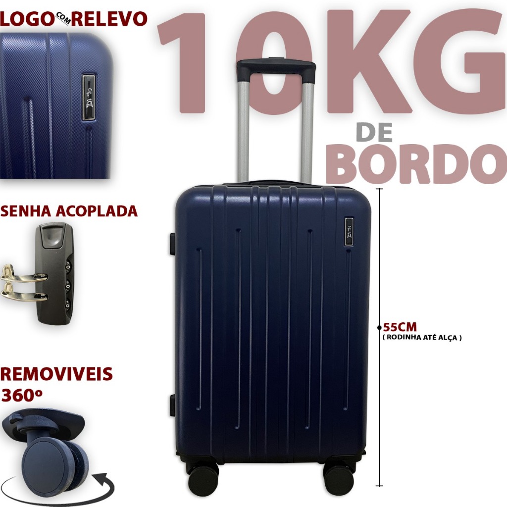 Mala De Bordo 10KG ANAC Mala De Viagem 10Kilos ABS Com Roda Dupla 360 Com Senha Promocao