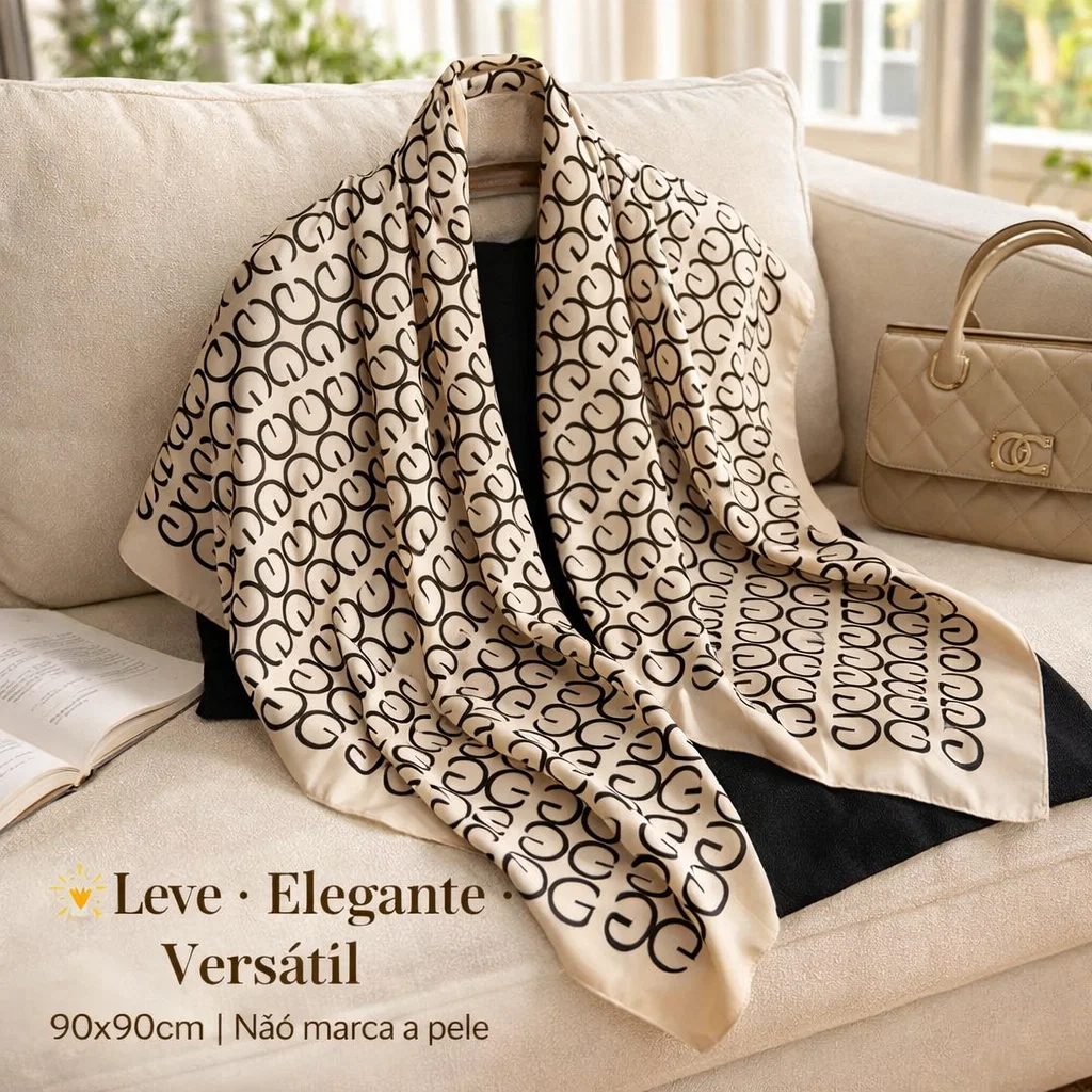 Lenço Feminino Luxo 90x90cm Respirável Leve Multifunção 4 Cores Pronta Entrega em Oferta na Shopee