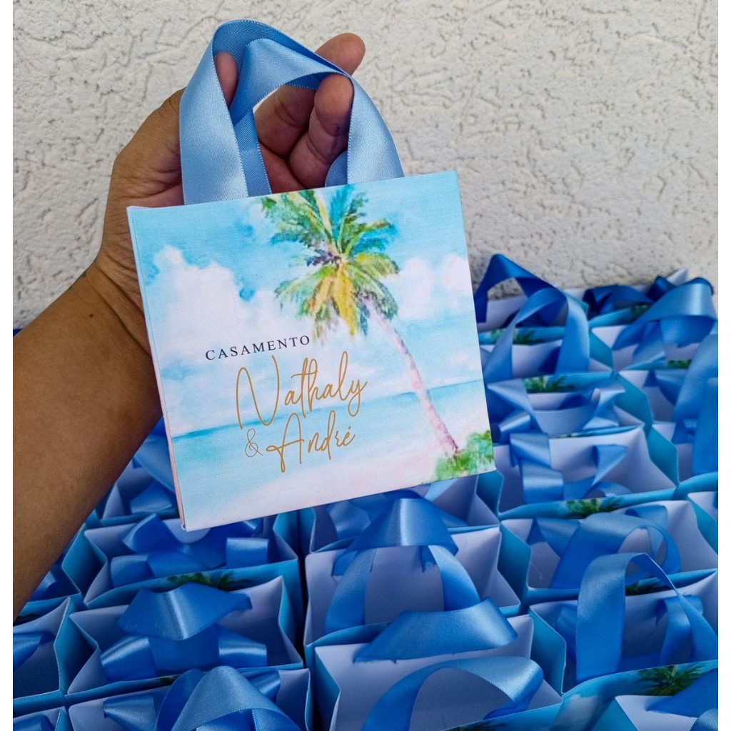 KIT 10/15/30 Mini Sacolinhas Surpresas, CASAMENTO NA PRAIA Lembrancinhas, Casamento, Noivado, Personalizadas.