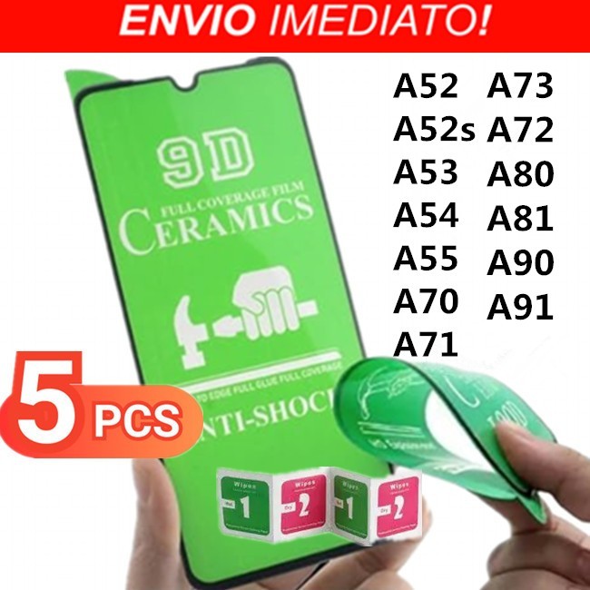 Kit 5 Película De Cerâmica 3D 9D Gel Hydrogel Para Samsung Galaxy A52/A52s/A53/A54/A55/A70/A71/A72/A73/A80/A81/A90/A91