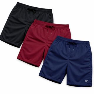 KIT 3 Short Tactel Grosso Masculino Mauricinho Adulto Surf Praia Piscina Secagem Rápida Academia Bermuda Verão em Oferta na Shopee