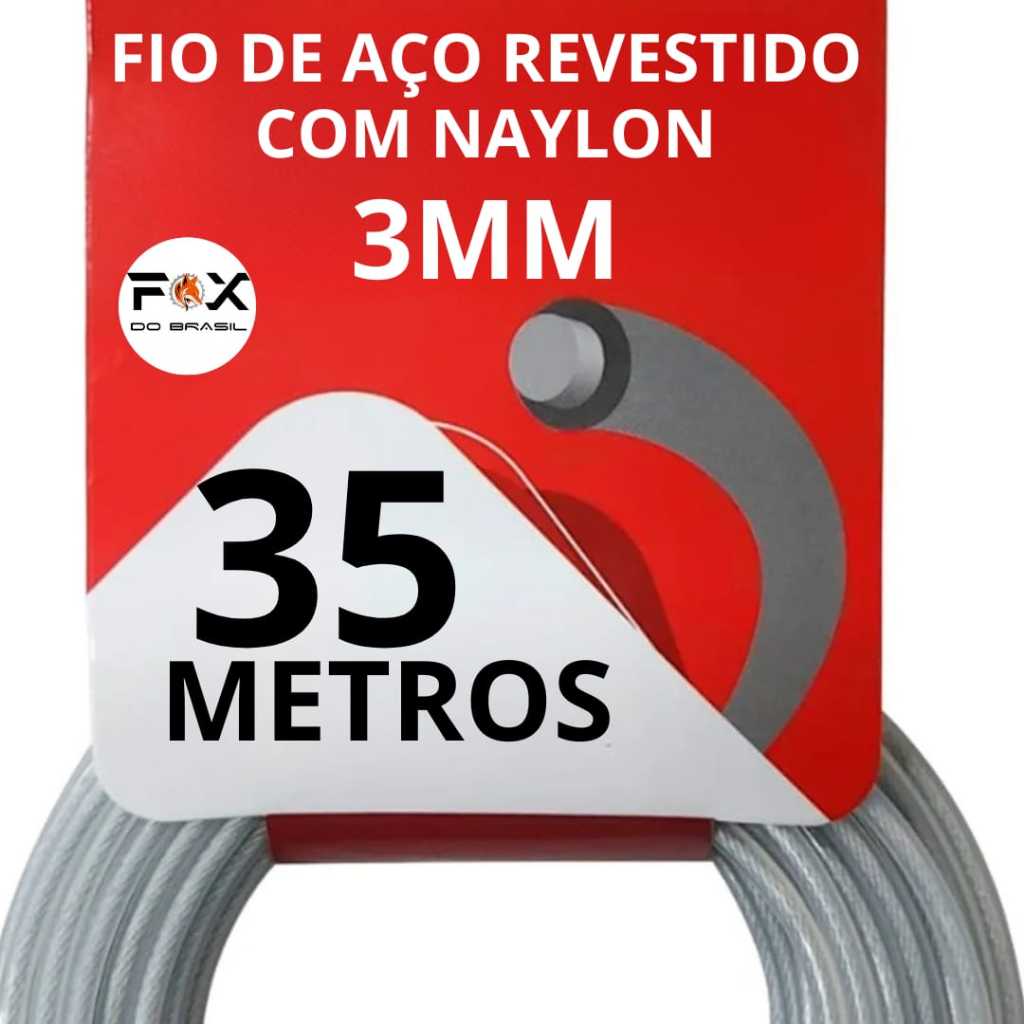 FIO DE AÇO REVESTIDO COM NAYLON 3MM - PARA ROÇADEIRA STIHL E OUTRAS MARCAS. 5M , 10M, 15M, 25M e 35 METROS. em Oferta na Shopee