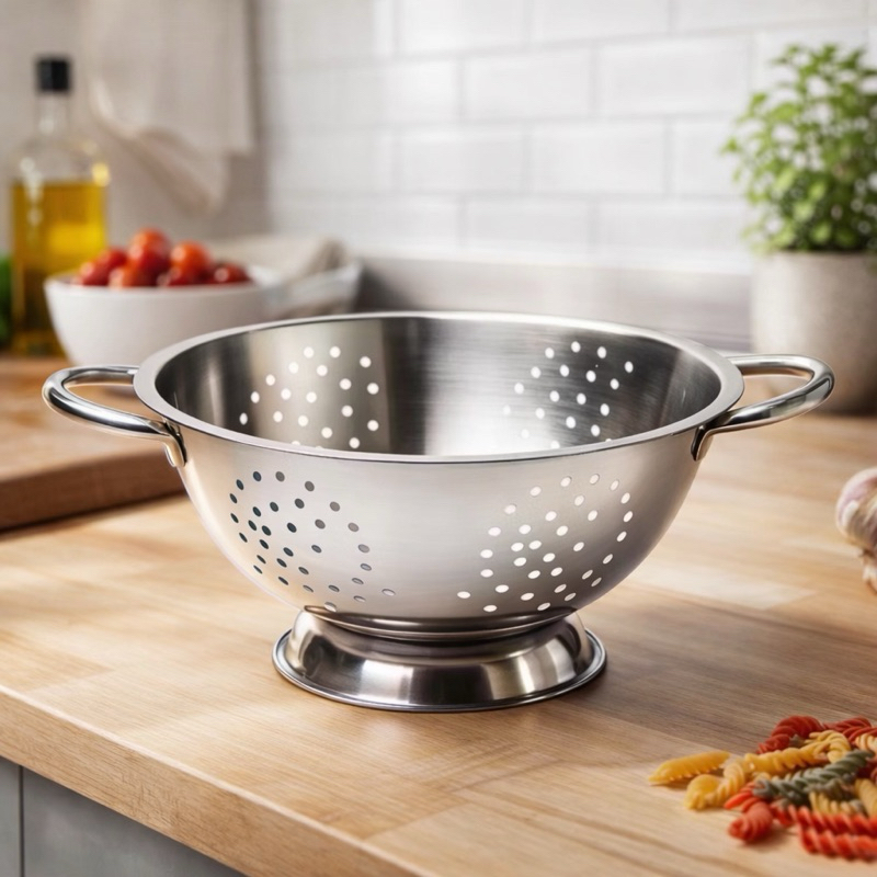 Escorredor de Macarrao Massas Aço Inoxidável Reforçado Pé Alça  Inox 24 cm Macarrão Legumes Verduras em Oferta na Shopee