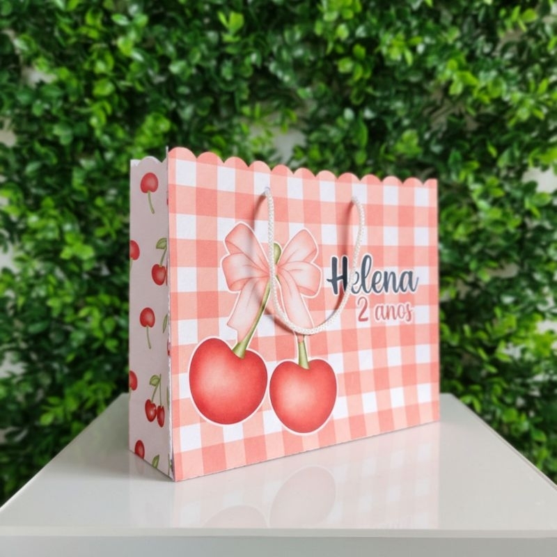 Kit 20 Sacolinhas Personalizadas Cerejinha| Sacolinhas para lembrancinha Cerejinha Pague e monte