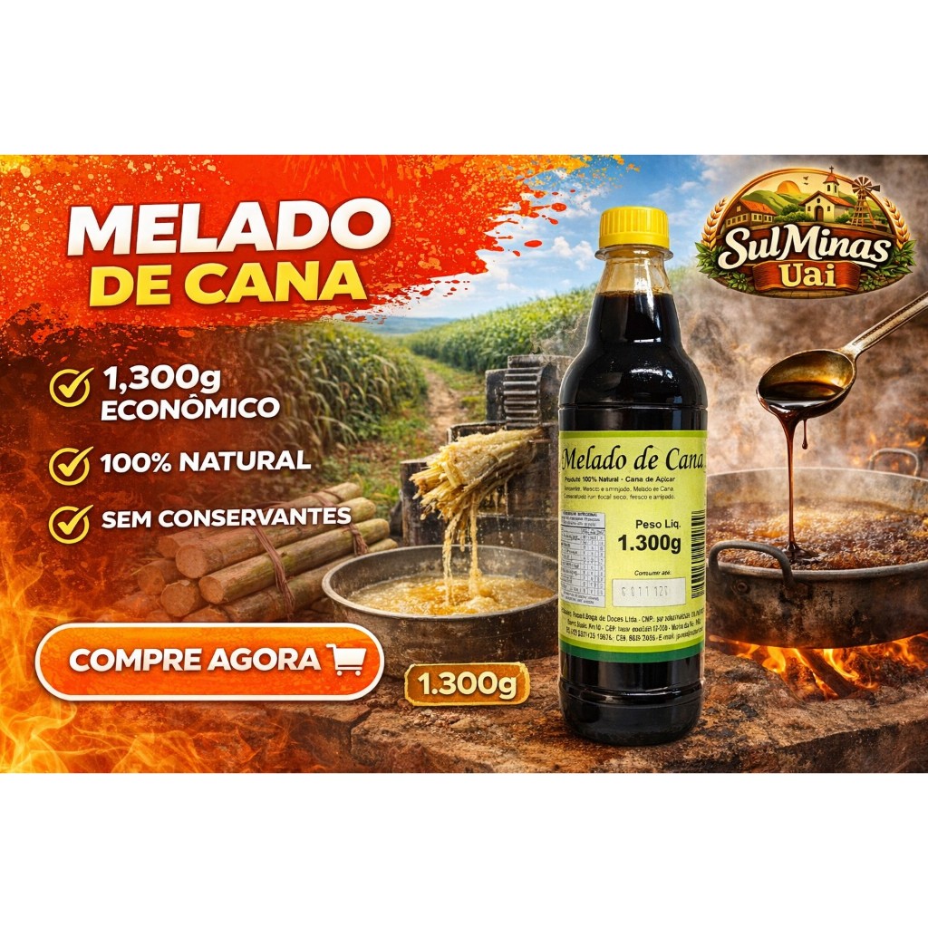 Melado De Cana Artesanal Puro - JR 1.300g em Oferta na Shopee
