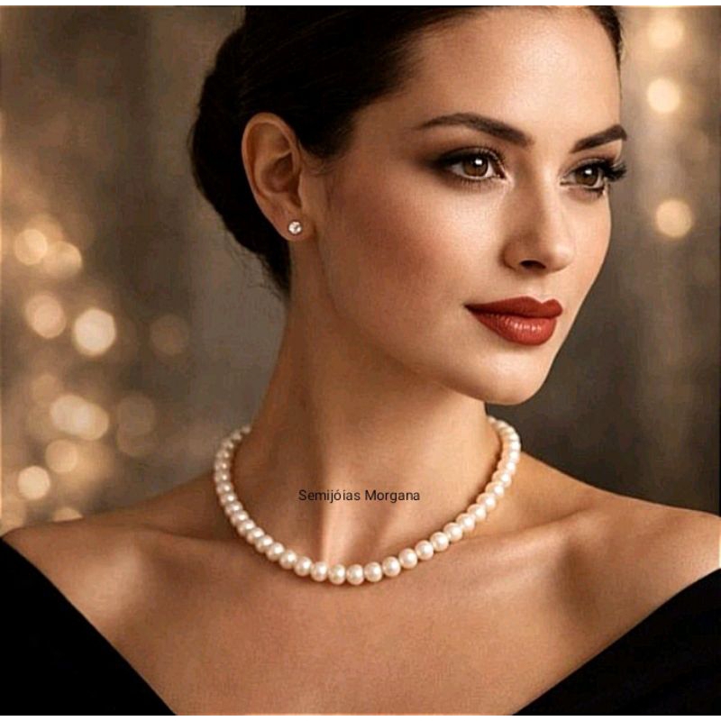 Colar Curto de Pérolas Masculino Feminino Gargantilha Choker Colar de Pérolas Unissex