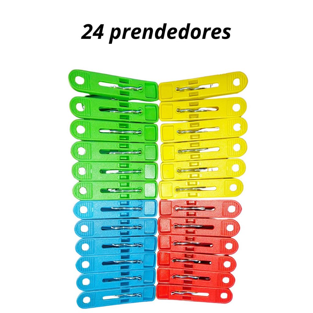 Kit 24 Prendedores Plástico Varal Roupa Pregador Reforçado Cores Sortidos
