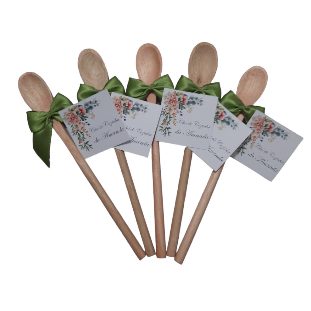 Lembrancinha Chá de Panela | Mini Colher de Pau Personalizada | Festa em Oferta na Shopee