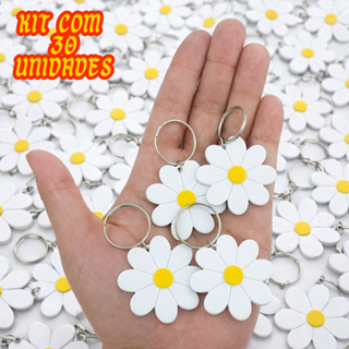 Chaveiro Margarida Branca kit com 5/10/30 un Lembrancinha Primavera, verão eventos, mimos em Oferta na Shopee