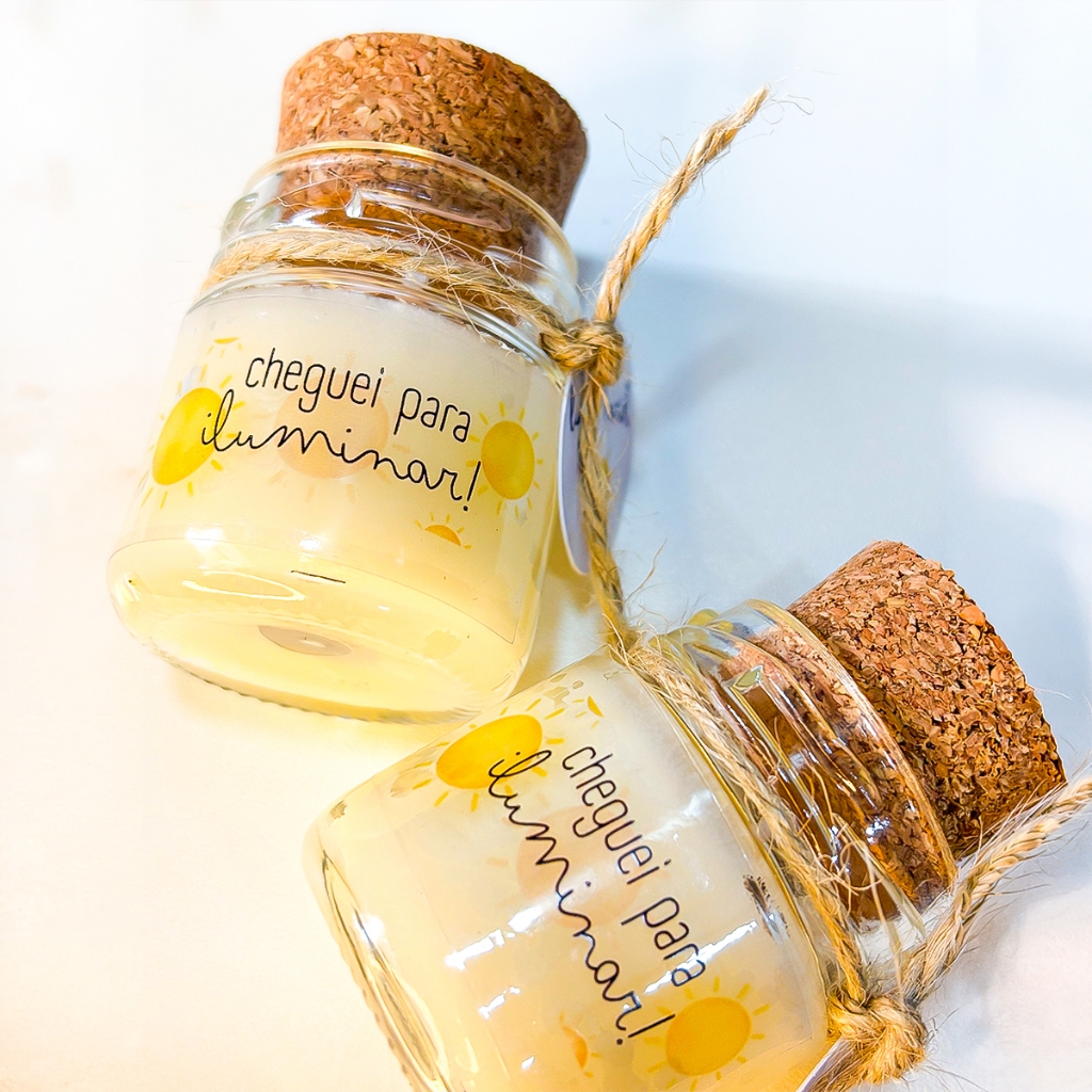 Kit Lembrancinha Bebê Maternidade Vela Aromática Personalizada 40g Cera Coco Vegetal Orgânica