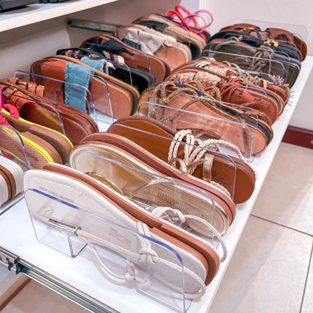 Divisor Separador Organizador para Rasteirinhas Acrílico 3 divisórias 25 x 20 x 10 Cm