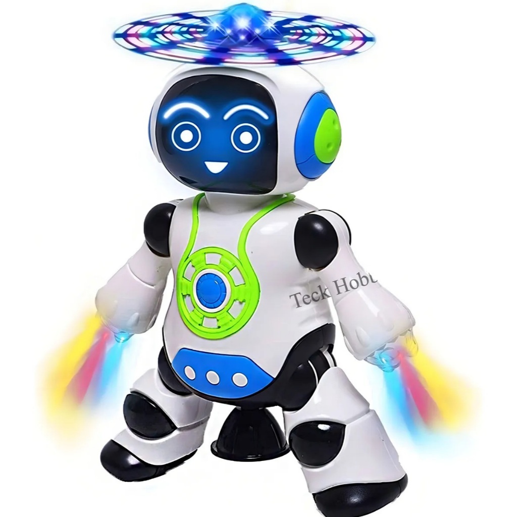 Robô Astronauta Dançante Gira 360 Graus Luz Musica Branco Robô Branco